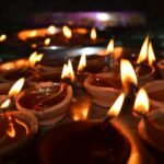 Traditional oil lamps for pooja