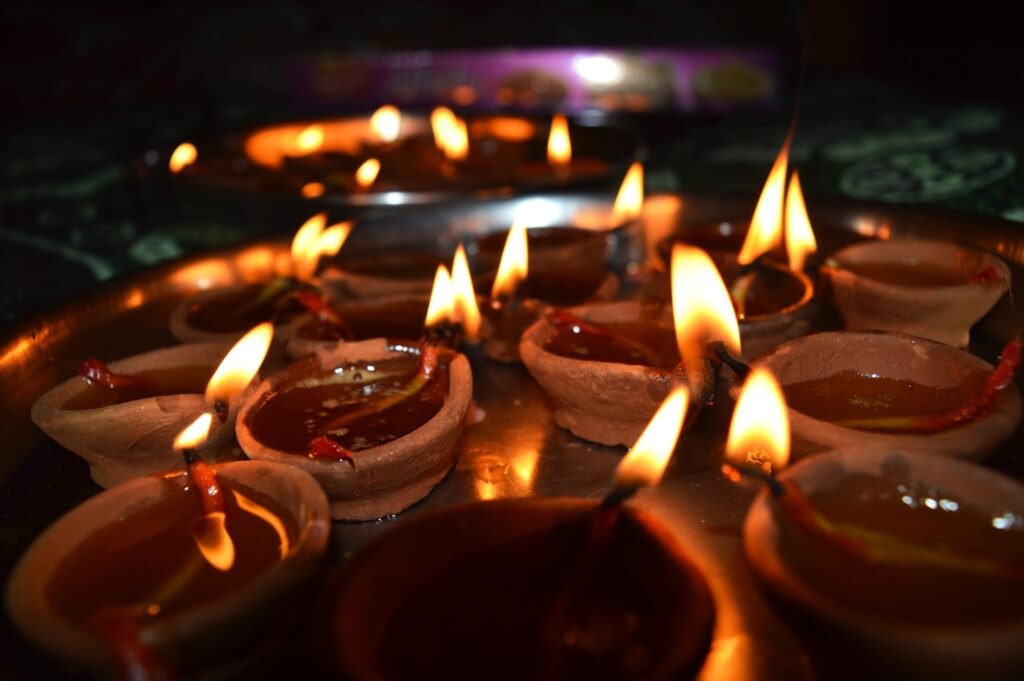 Traditional oil lamps for pooja